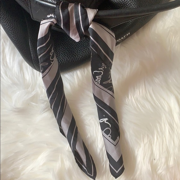 Coach - Black Leather Shoulder Purse with Scarf - Picture 15 of 15